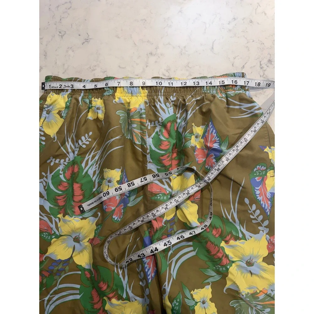 Cremieux Surf Gear Mens XL Tropical Floral Vintage Swim Trunks Tan  Board Shorts